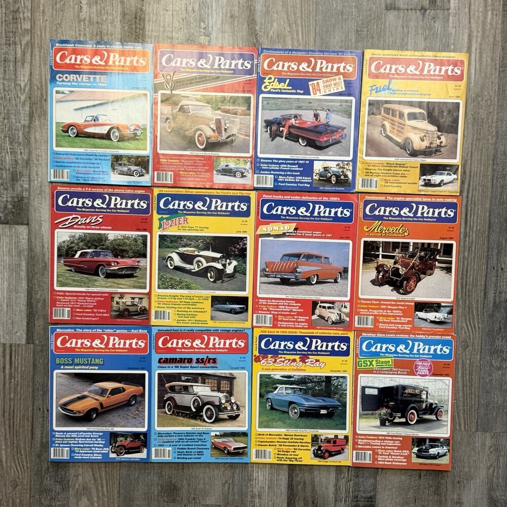 LOT OF 12 CARS & PARTS MAGAZINES FULL COMPLETE SET 1984 YEAR JANUARY TO DECEMBER